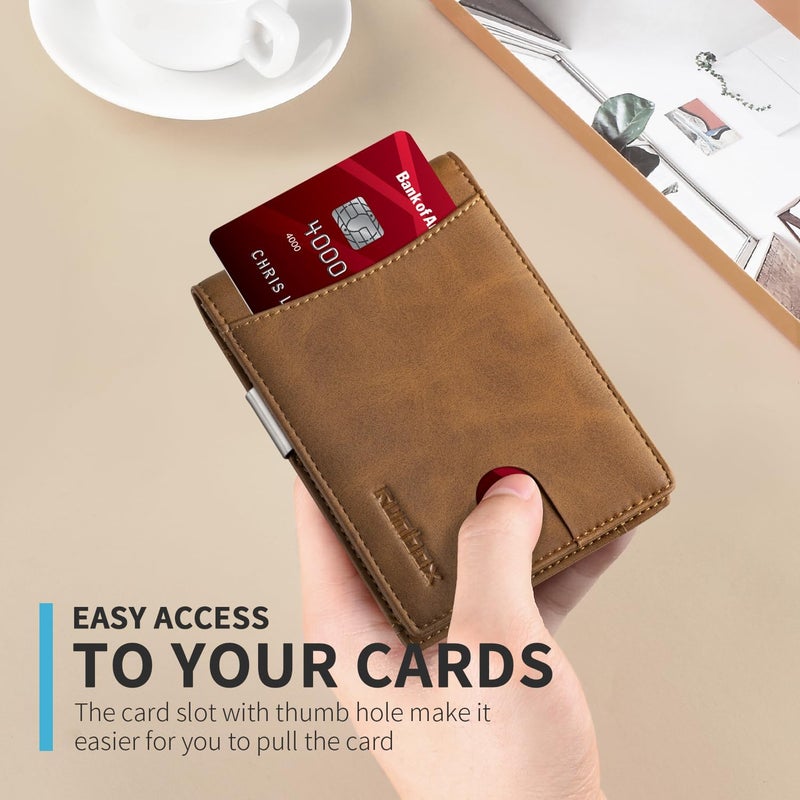 RUNBOX Slim Novelty Wallets for Men RFID Blocking 11 Card Holder Minimalist Small Leather Bifold Men's Front Pocket Wallet Gift Box - Image 4